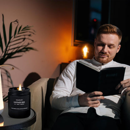 Scented Candle Set for Men — 4-Pack Gift Box (Vanilla, Smoke, Leather, Oak, Lavender Wood)