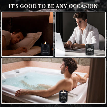 Scented Candle Set for Men - 28 oz, 200 Hour Burn, 4 Pack Soy Candles