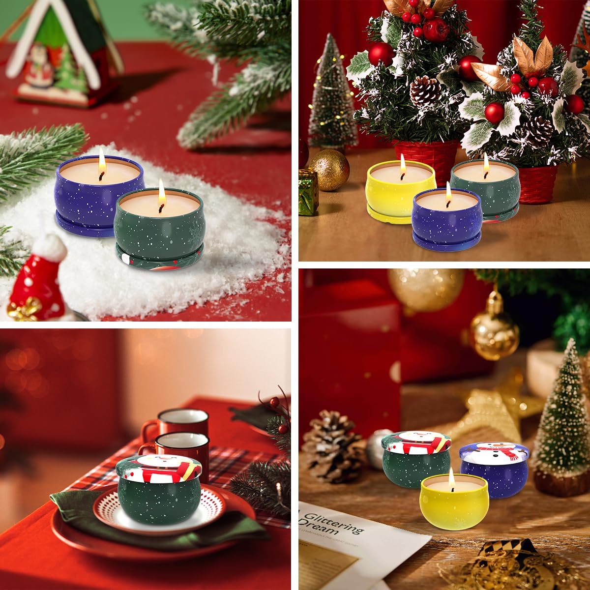 Scented Candles for Christmas - 3-Pack Gift Set (Soy Wax)
