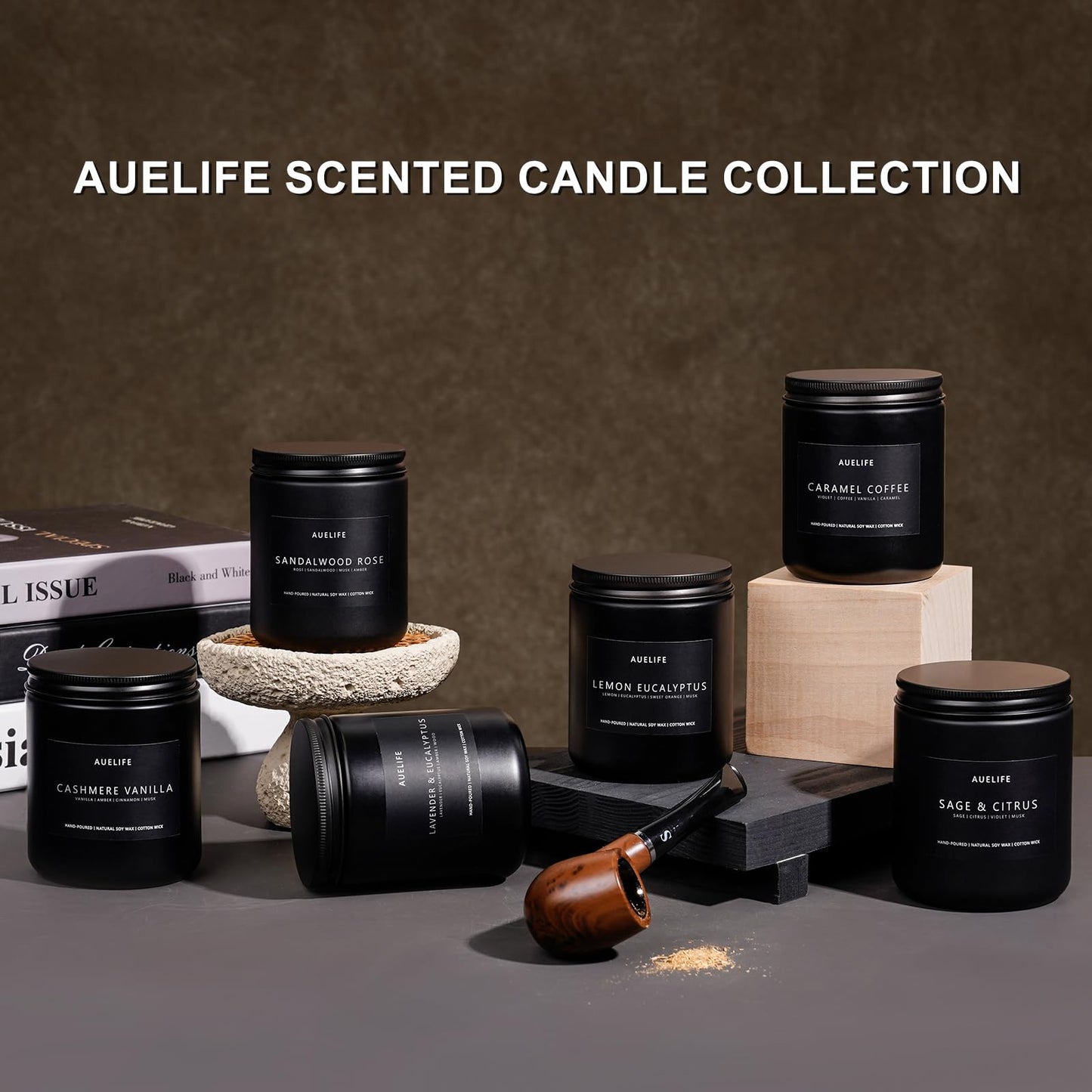 4 Pack Scented Candles Set for Men | Leather, Oak, Smoke & Vanilla