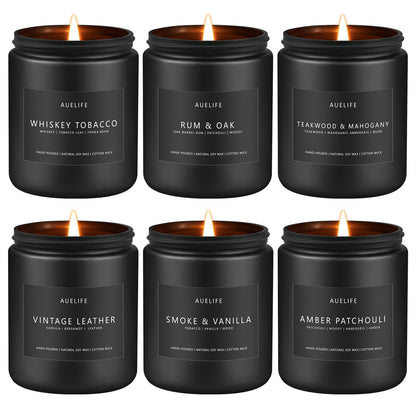 Scented Candles Set for Men – 6-Pack Masculine Soy Candles | Aromatherapy Gift