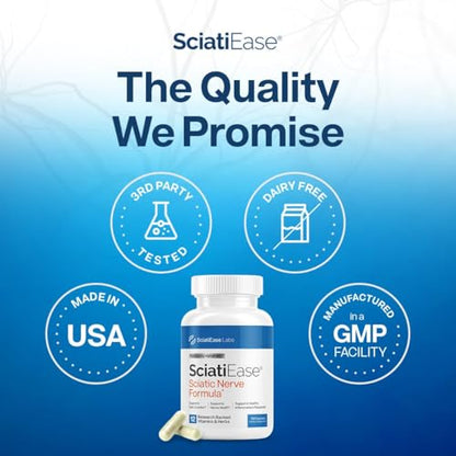 SciatiEase Sciatic Nerve Support – AlphaPalm, PEA & B-Complex, 120 Capsules