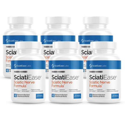 SciatiEase Sciatic Nerve Health Support Supplement | AlphaPalm, Pea, B-Complex, 300mg Alpha Lipoic Acid | 6 Bottles