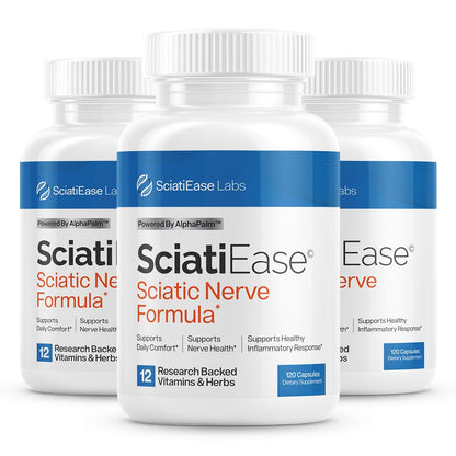 SciatiEase Sciatic Nerve Health Support Supplement - 3 Bottles | PEA, Alpha-Lipoic Acid 300mg, B Complex