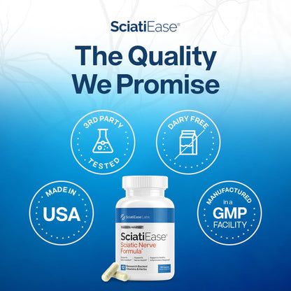 SciatiEase Sciatic Nerve Health Support Supplement - 3 Bottles | PEA, Alpha-Lipoic Acid 300mg, B Complex