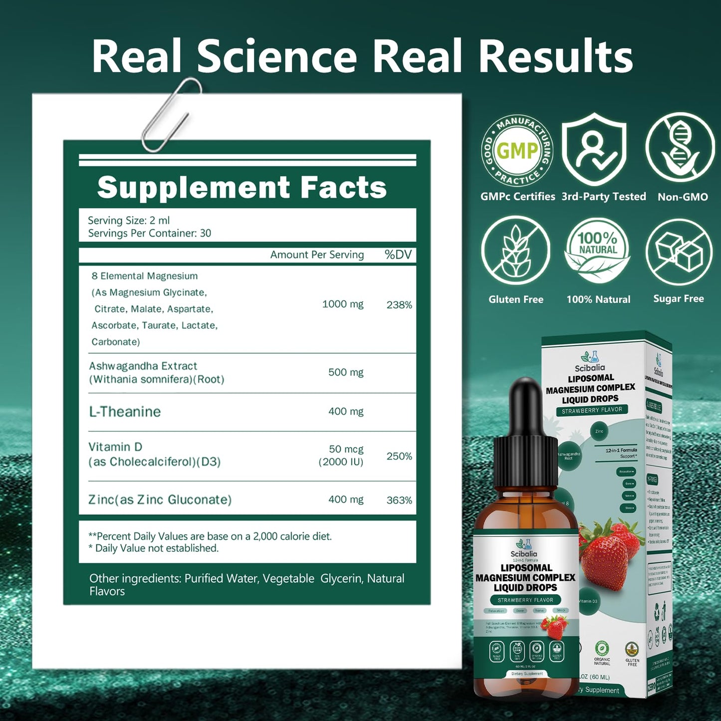Scibalia Liposomal Magnesium 12-in-1 Liquid Drops | 1000mg, Ashwagandha, L-Theanine, D3 & Zinc