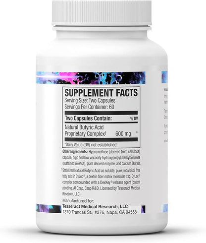 ProButyrate Gut Health Supplement by Tesseract Medical Research – 600mg, 120 Capsules