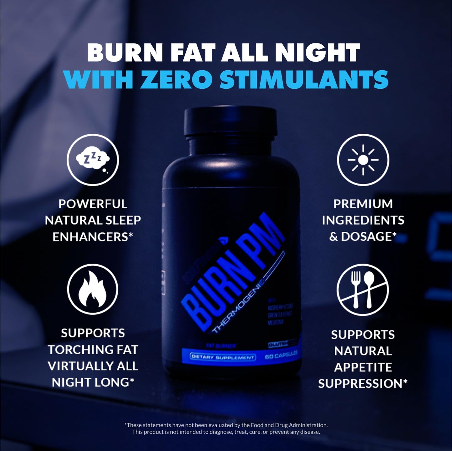 Sculpt Nation Burn PM by V Shred – Night Time Fat Burner (Gluten Free, 60 Capsules)