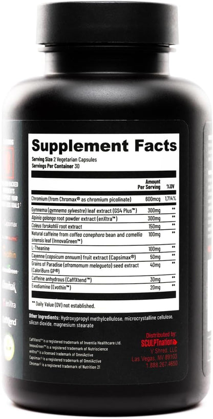 Sculpt Nation Burn Thermogenic Fat Burner for Men & Women – Daytime Metabolism Booster | Capsimax, Chromax, Patented Ingredients | 60 Veggie Pills