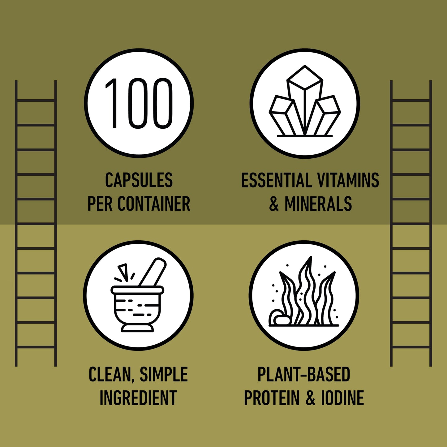 Raw Sea Kelp Powder Capsules 600mg – 100 Vegetarian, Gluten-Free, Thyroid Support