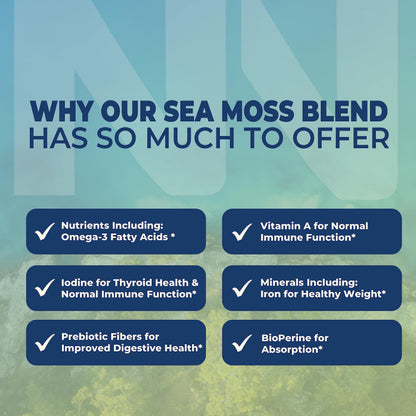 Irish Sea Moss Capsules – Organic Irish Sea Moss, Burdock Root & Bladderwrack 1300mg Complex | 90 Veggie Pills | 45-Day Supply