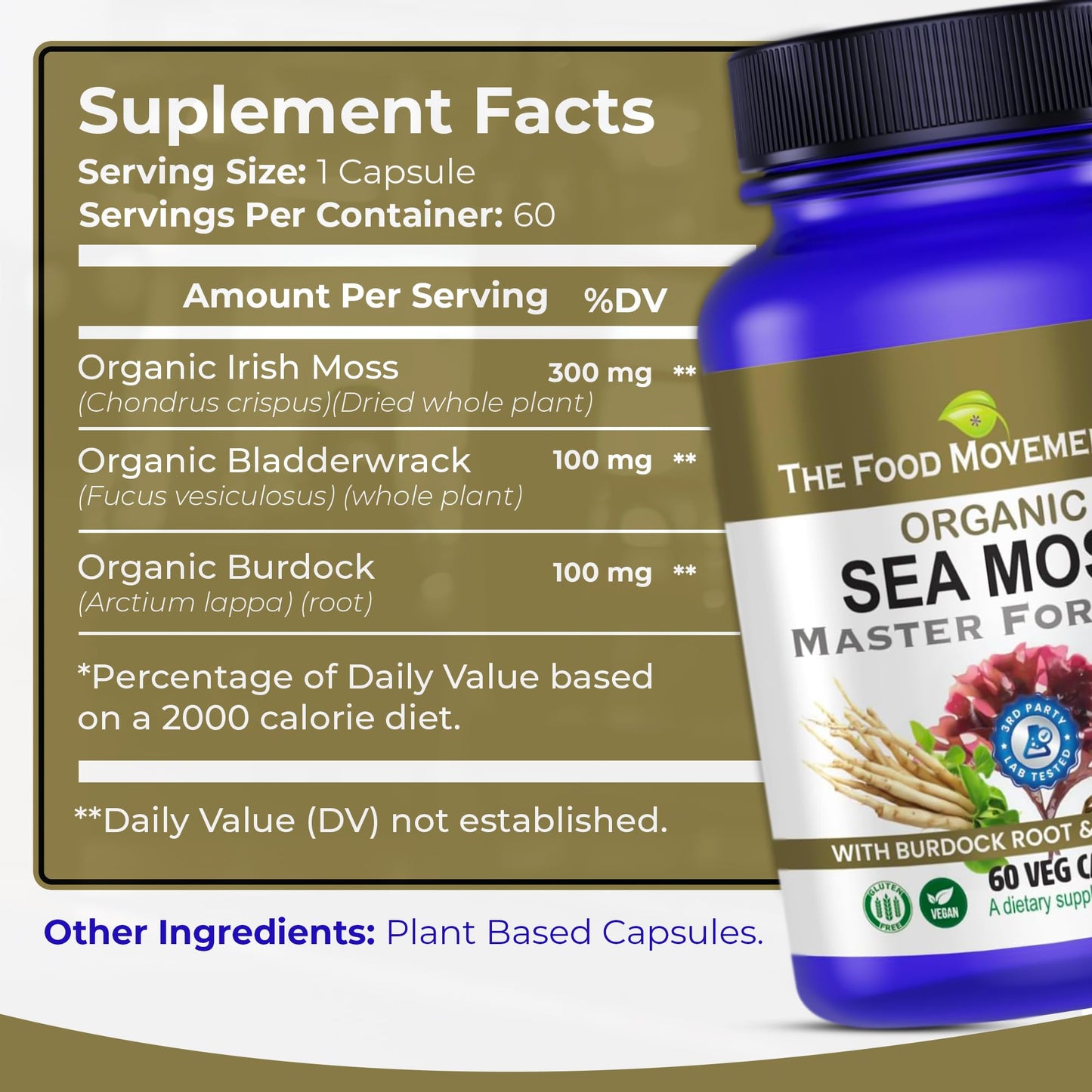 Sea Moss Master Formula with Burdock & Bladderwrack | Gut Health | The Food Movement Co.