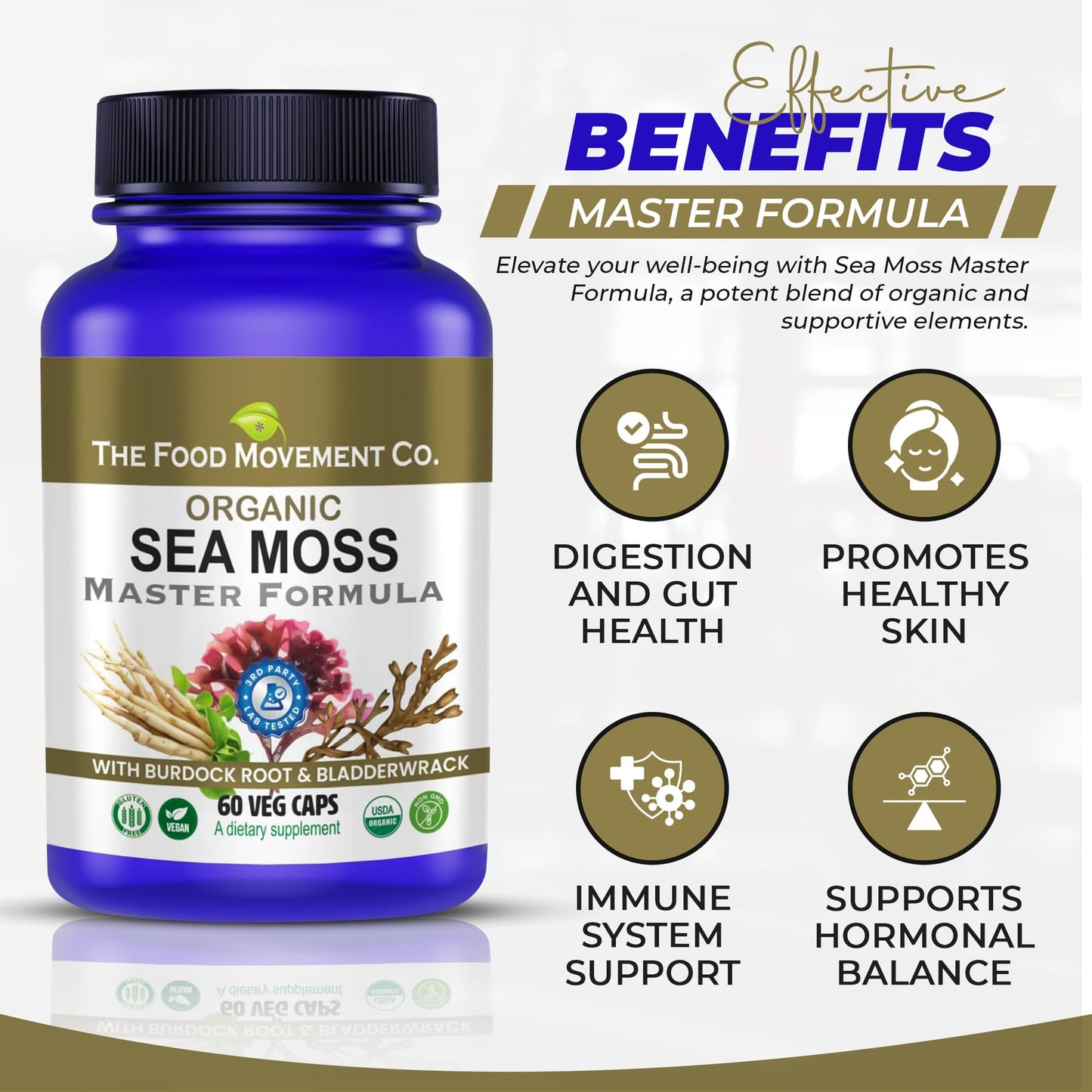 Sea Moss Master Formula with Burdock & Bladderwrack | Gut Health | The Food Movement Co.