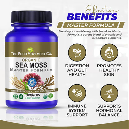 Sea Moss Master Formula with Burdock & Bladderwrack | Gut Health | The Food Movement Co.