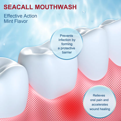 SEACALL Oral Rinse Mouthwash – Fresh Mint 100ml | Soothes Canker Sores & Bleeding Gums