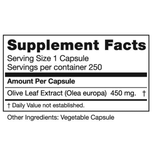 Seagate Olive Leaf Extract 450 mg — 250 Capsules | 100% Pure, Pesticide-Free