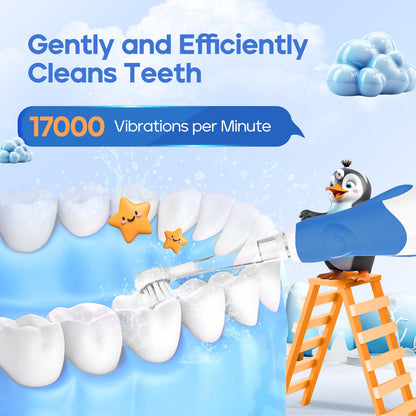 SEAGO SG-513 Navy-C Toddler Electric Toothbrush (0-3y) – 2-Min Timer, 4 Replacement Heads