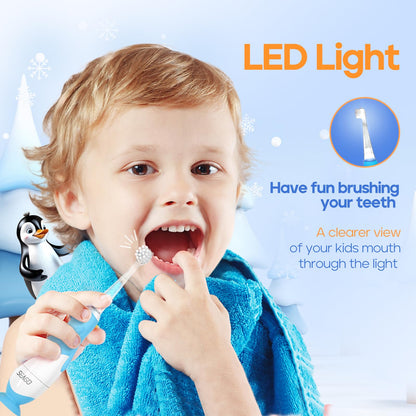 SEAGO SG-513 Toddler Electric Toothbrush 0-3 Years, Blue-C, 4 Heads
