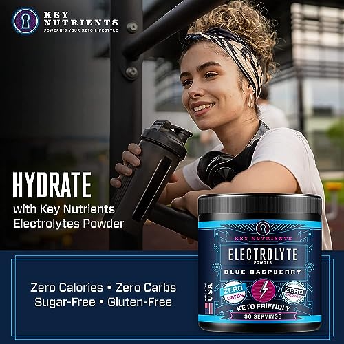 KEY NUTRIENTS Multivitamin Electrolytes Powder No Sugar – Blue Raspberry Hydration | Made in USA