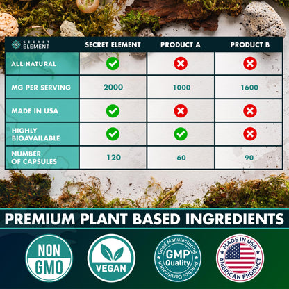 Secret Element Sea Moss Capsules – Irish Sea Moss with Burdock Root, Bladderwrack & Muira Puama for Immunity, Gut, and Energy (2 Pack)