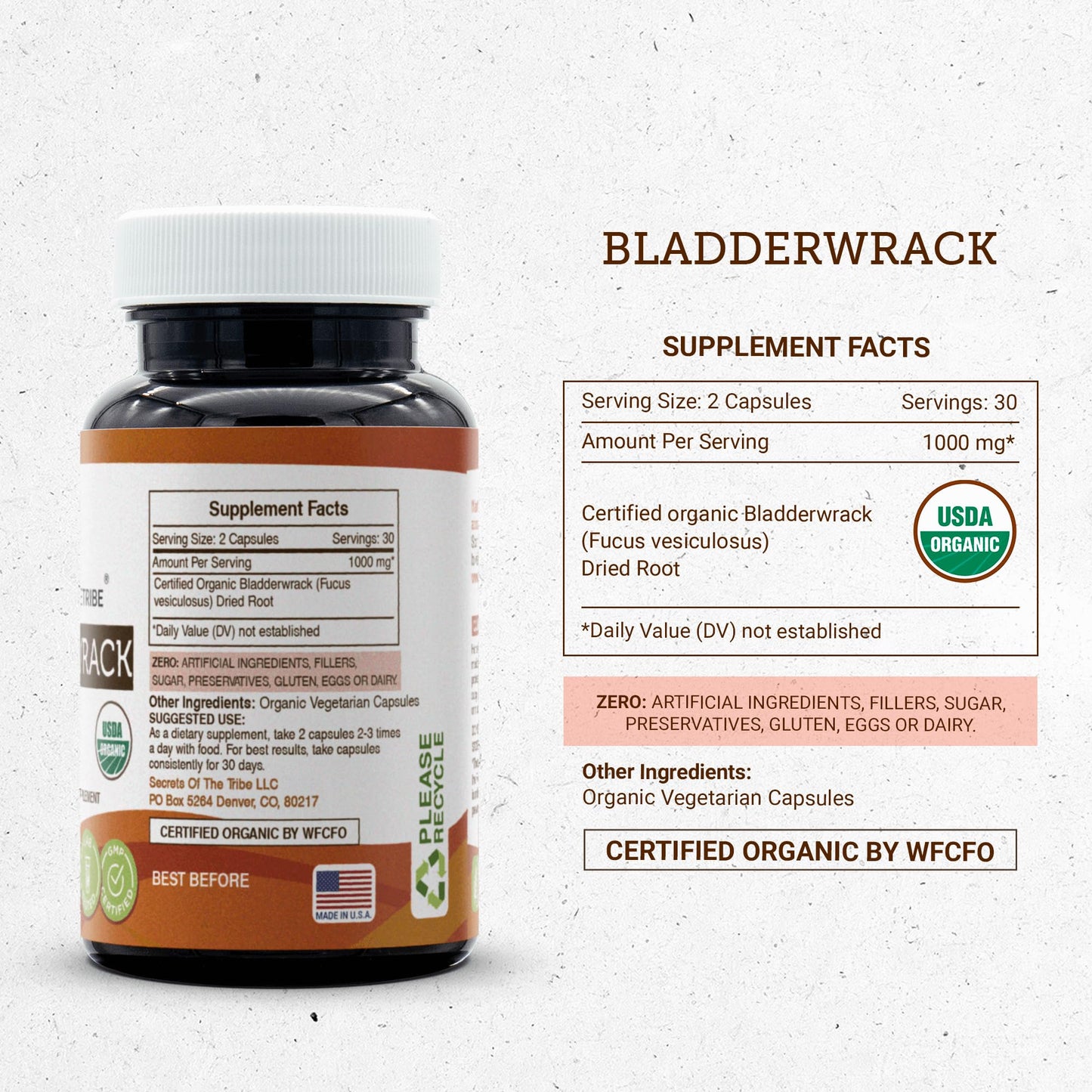 Secrets of the Tribe Bladderwrack USDA Organic Capsules – 60 Count