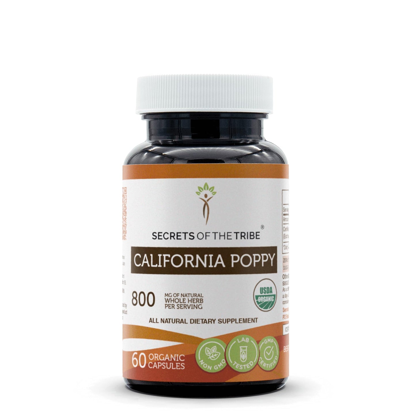 Secrets of the Tribe California Poppy USDA Organic 60 Capsules | Vegetarian Capsules