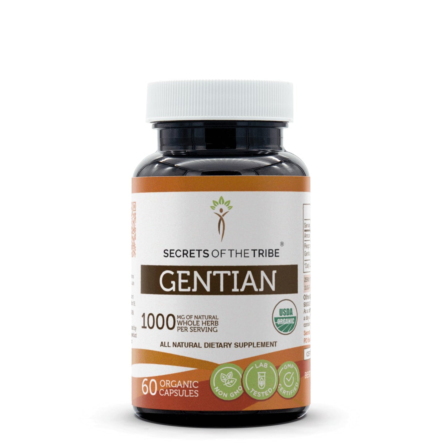 Secrets of the Tribe Gentian USDA Organic Capsules – Vegetarian Herbal Supplement (60 Count)