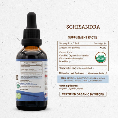 Secrets of the Tribe Schisandra USDA Organic – Alcohol-Free High-Potency Herbal Drops (2 oz)