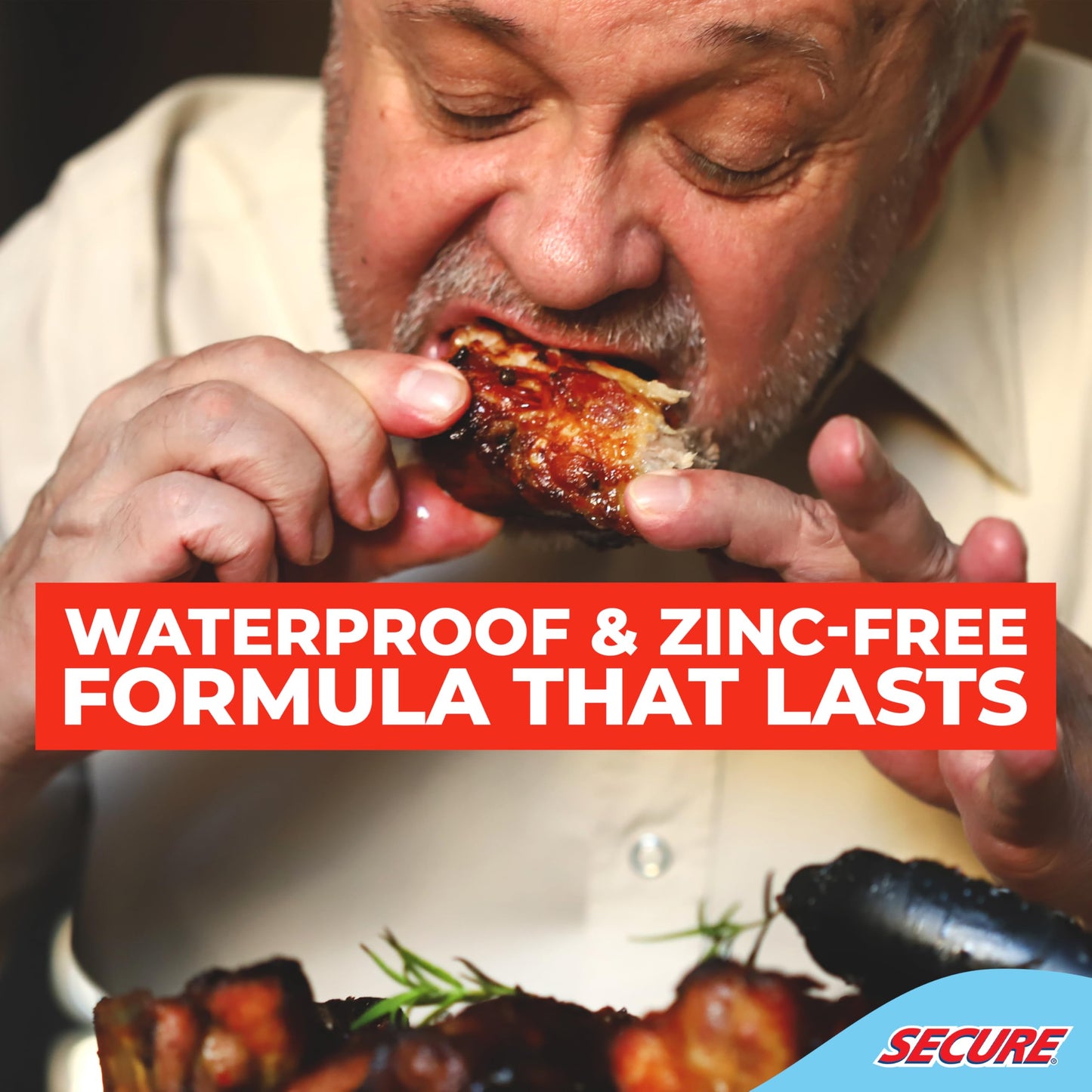 Secure Sensitive Denture Adhesive – 12-Hour Hold – Waterproof – Zinc-Free (3 Pack)