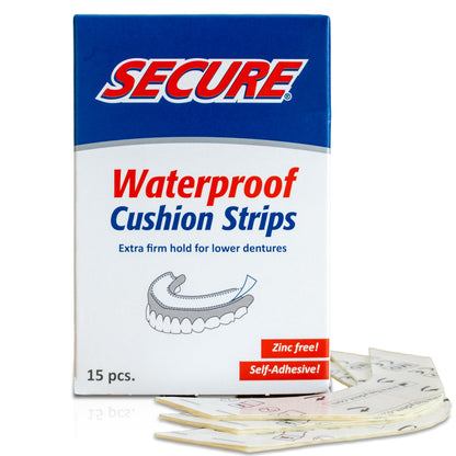 Secure Denture Adhesive Strips – Zinc-Free, Waterproof, All-Day Hold (120 Strips, 8 Pack)