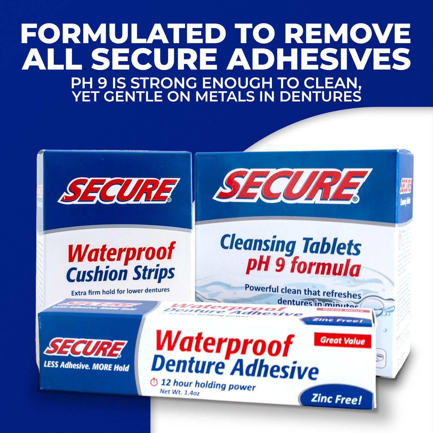 Secure Denture Adhesive Strips – Zinc Free, Waterproof – All-Day Hold (75 Strips)