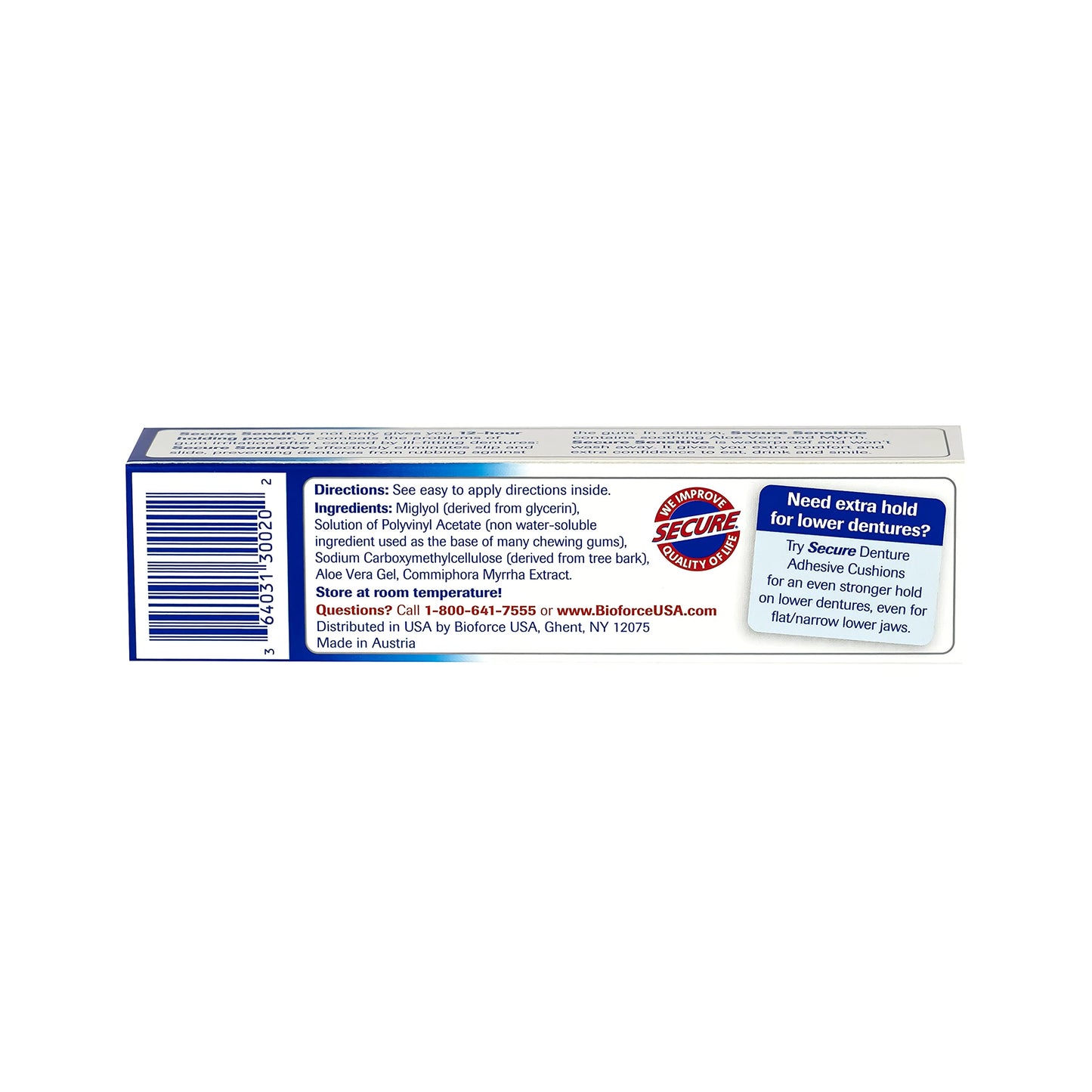 Secure Denture Bonding Adhesive Zinc 1 oz – Sensitive Gum Formula