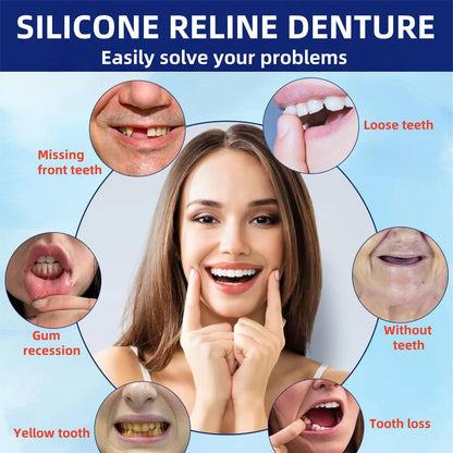 Xinshijie Soft Silicone Denture Liners - Comfortable Upper & Lower Set