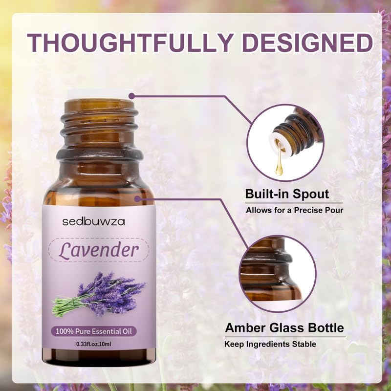 Sedbuwza 3 Pack Lavender Peppermint Chamomile Essential Oils | 100% Pure & Natural Aromatherapy Gift Oils
