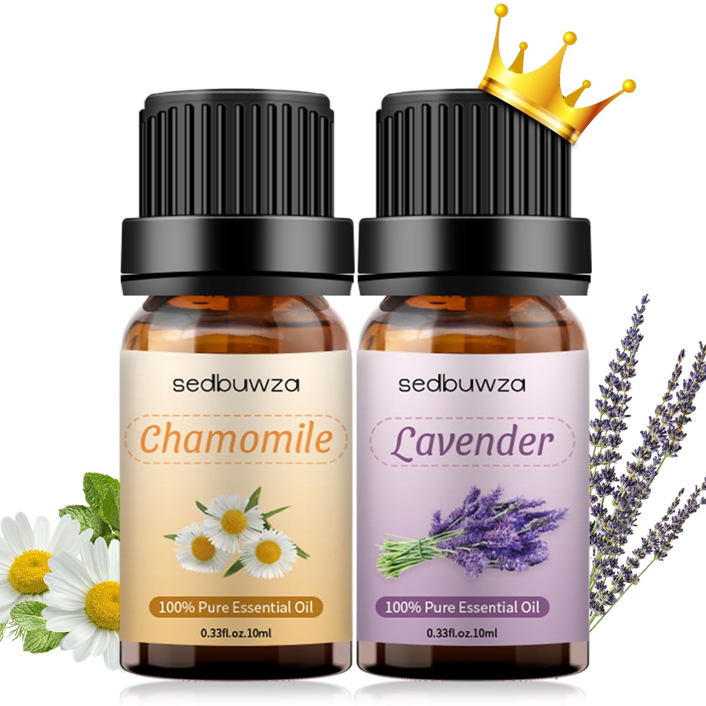 Sedbuwza Lavender Chamomile Essential Oil Set 2x10 ml | Diffuser & Aromatherapy