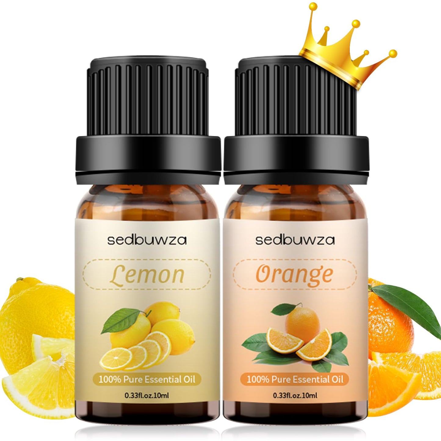 Sedbuwza Lemon & Orange Essential Oil Set - 2x10ml | Diffuser & Aromatherapy