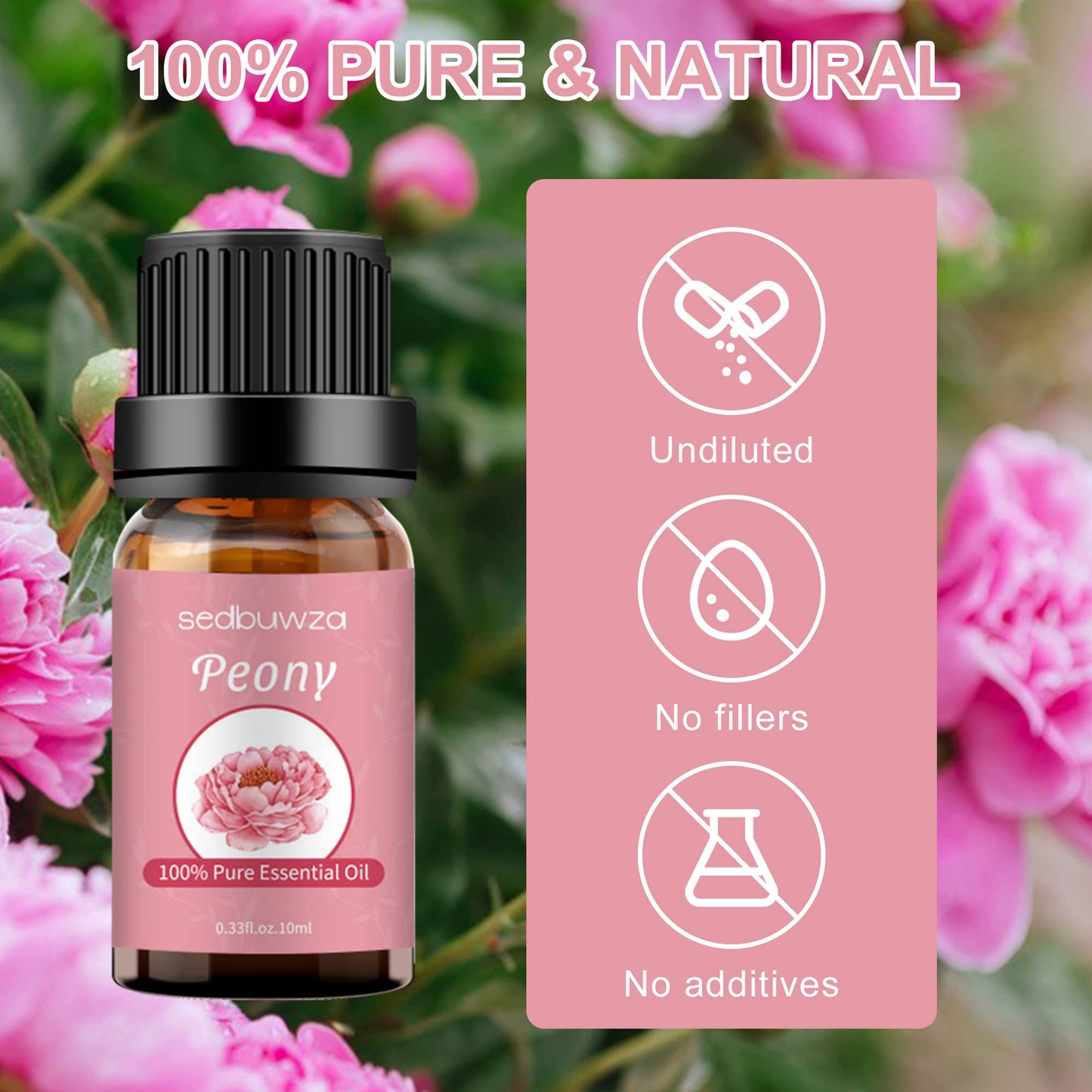 Sedbuwza Peony Essential Oil - Pure Organic Fragrance for Diffuser