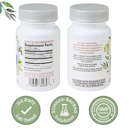 Quantum Health See Lutein+ Eye Supplement - Lutein & Zeaxanthin with Vitamins C & E | 30 Softgels