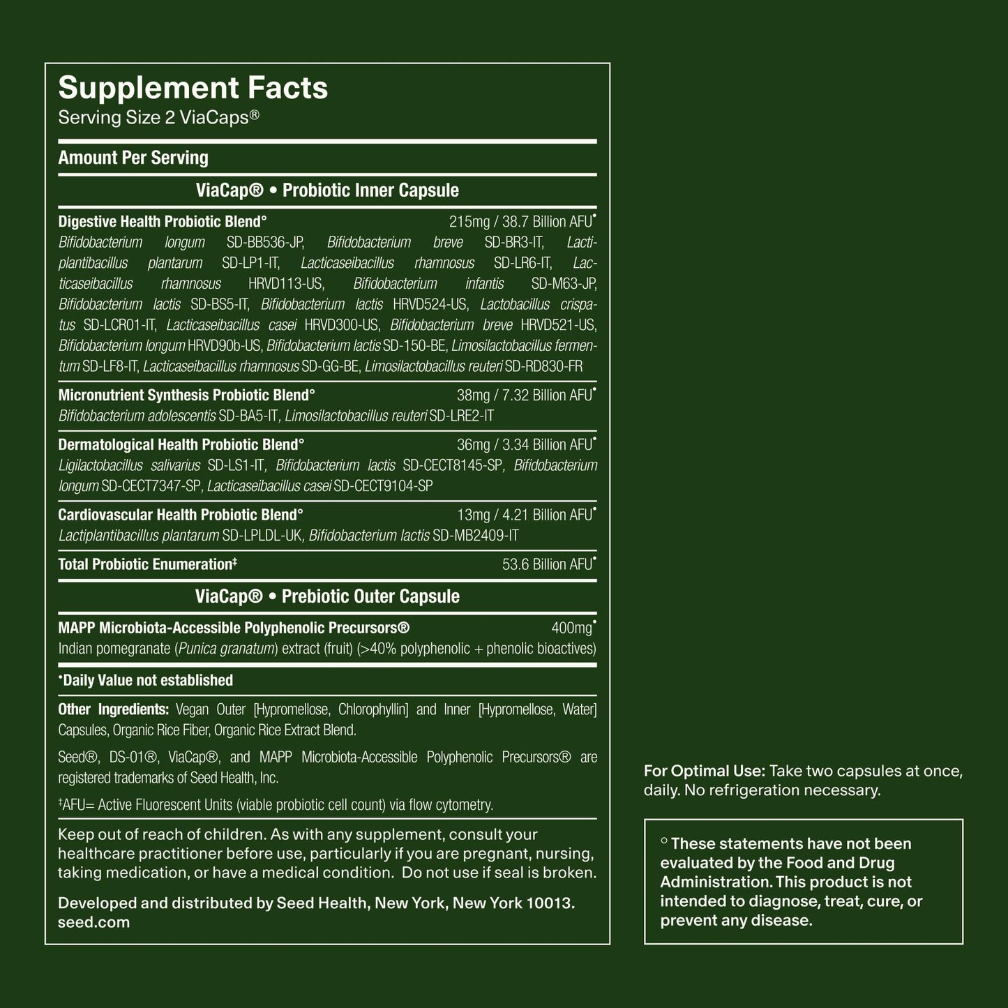 Seed DS-01 Daily Synbiotic - 60 Capsules | Prebiotic + Probiotic for Digestive Health, Immune Support, Bloat Relief