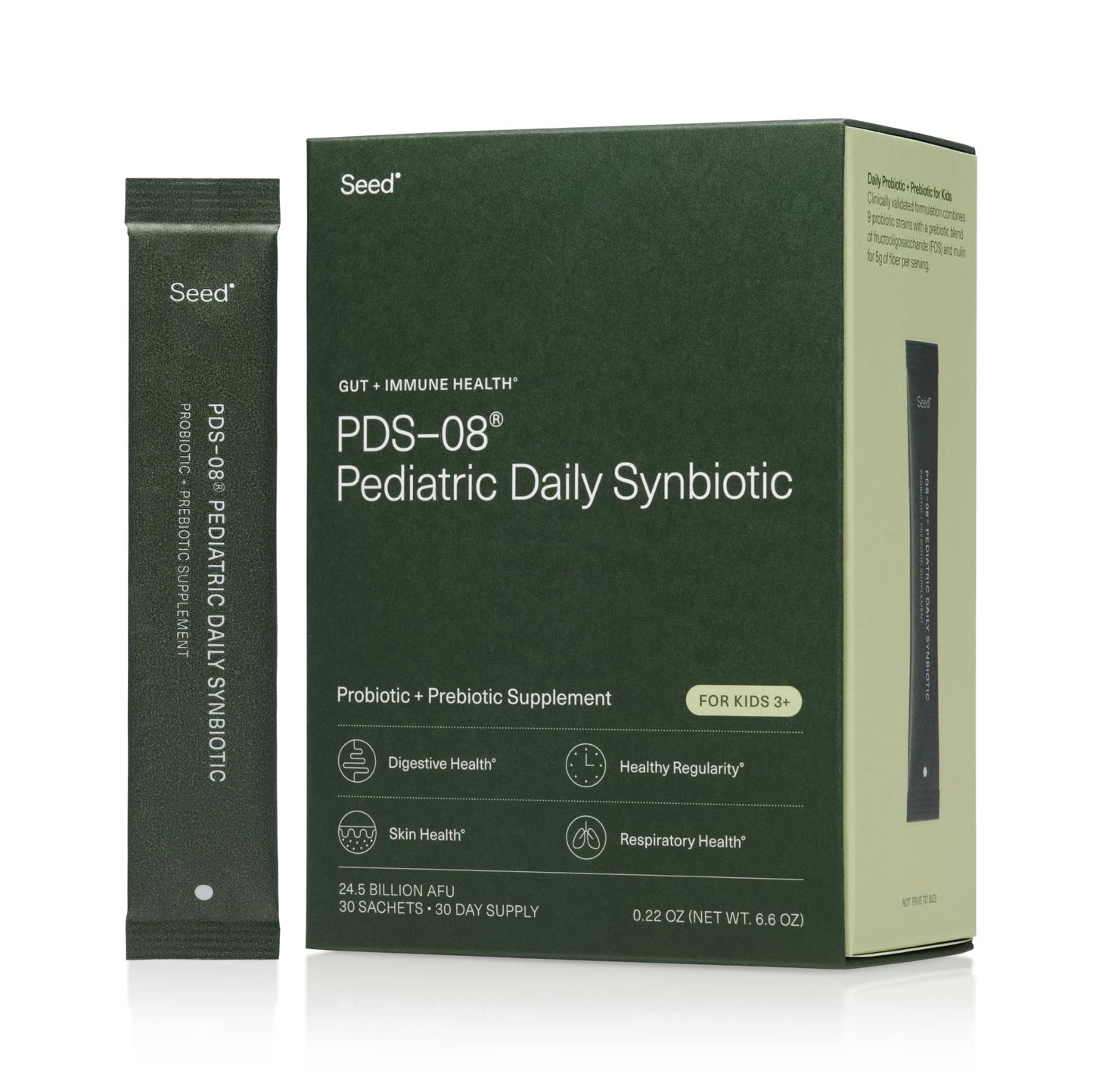 Seed PDS-08 Pediatric Daily Synbiotic for Kids 3–17 | Fiber-Based Prebiotic & Probiotic
