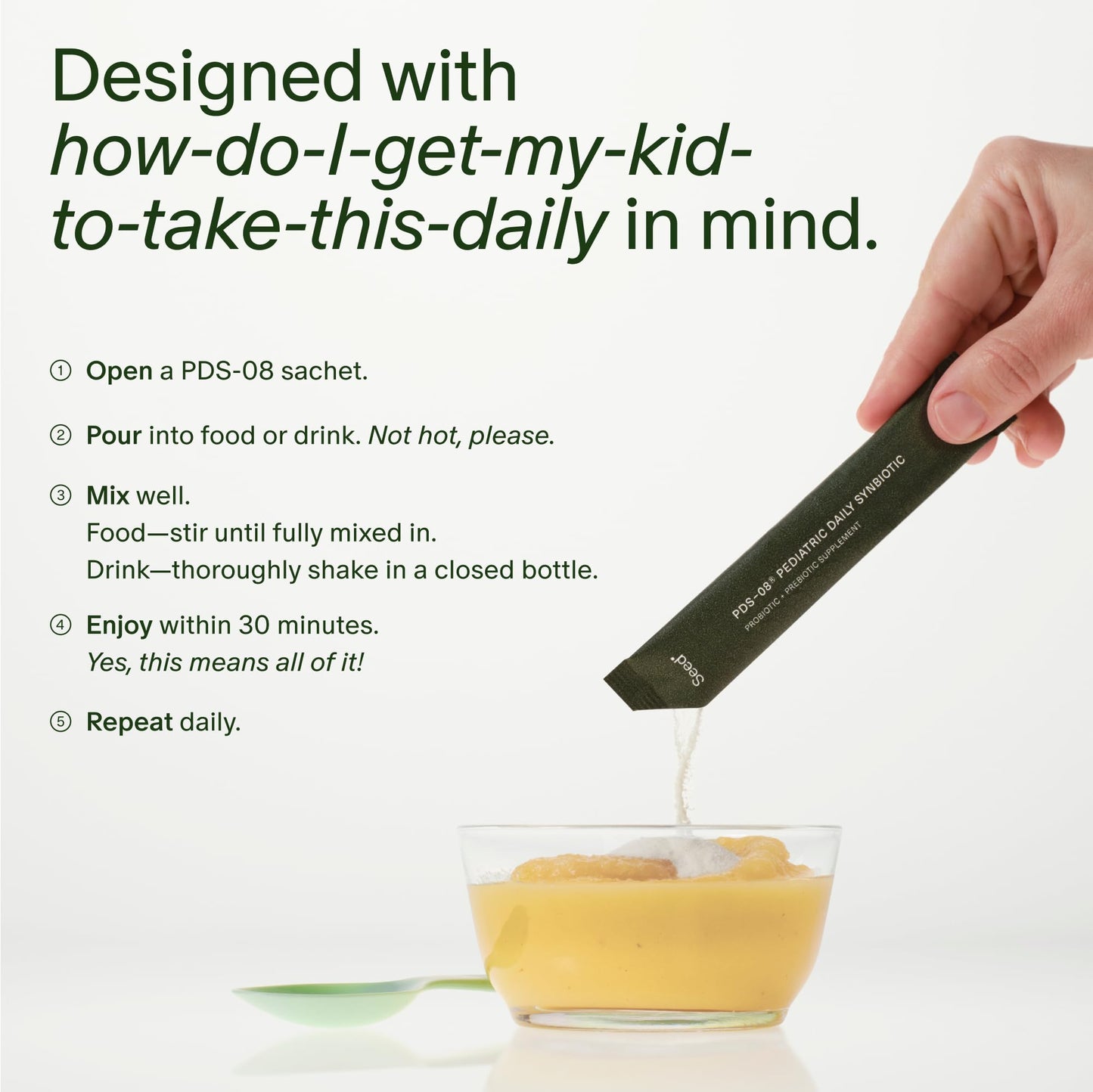 Seed PDS-08 Pediatric Daily Synbiotic for Kids 3–17 | Fiber-Based Prebiotic & Probiotic