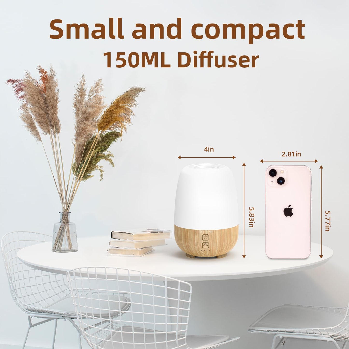 SEEDSEEL 150ML Cordless Essential Oil Diffuser - 6000mAh Battery, 7 LED Lights