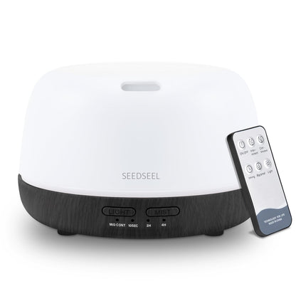 SEEDSEEL 300ML Essential Oil Diffuser with Remote | 7-Color LED Lights for Small Rooms