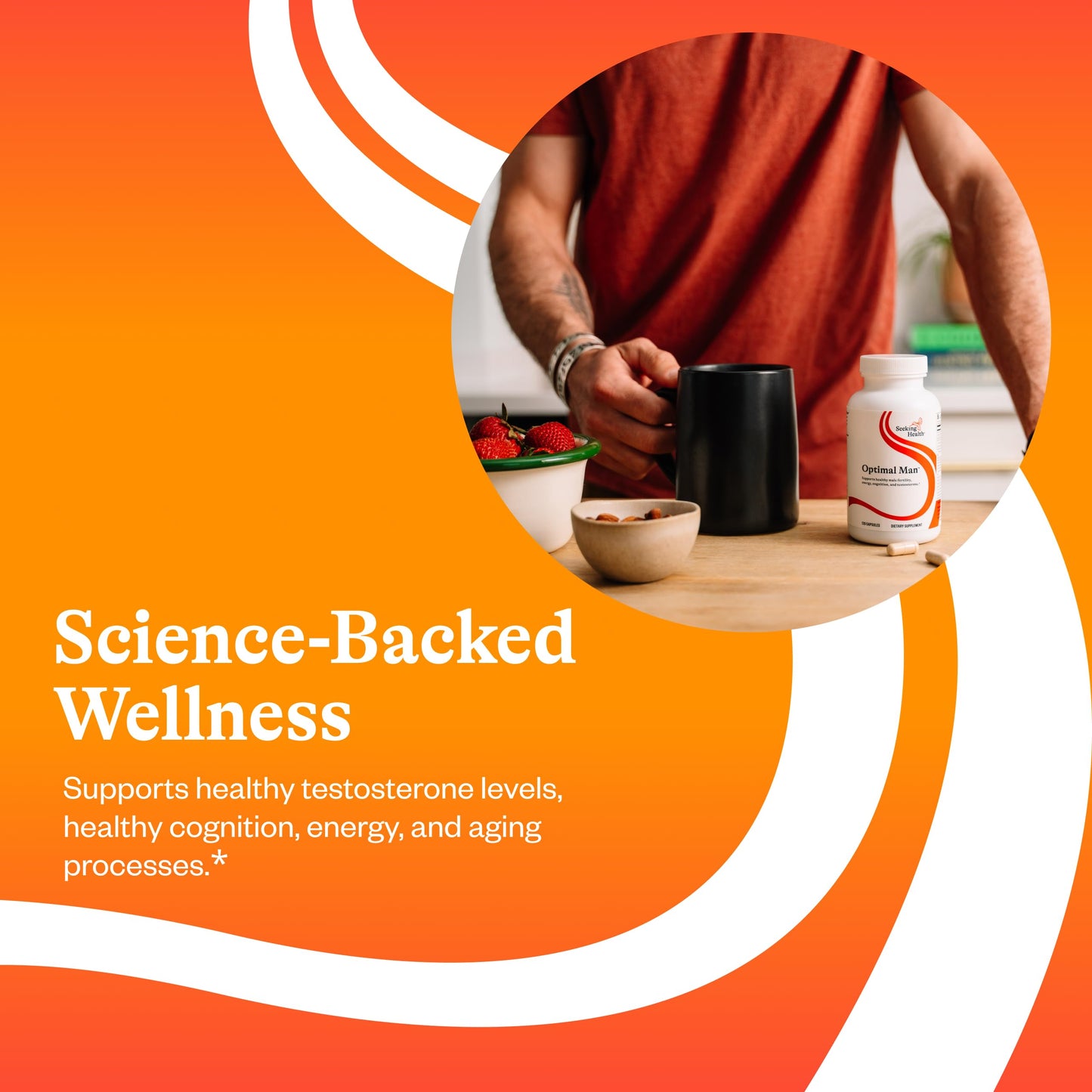 Seeking Health Optimal Man Multivitamin — Zinc, Active Folate & Alpha-Lipoic Acid for Energy & Brain Health | 30 Servings
