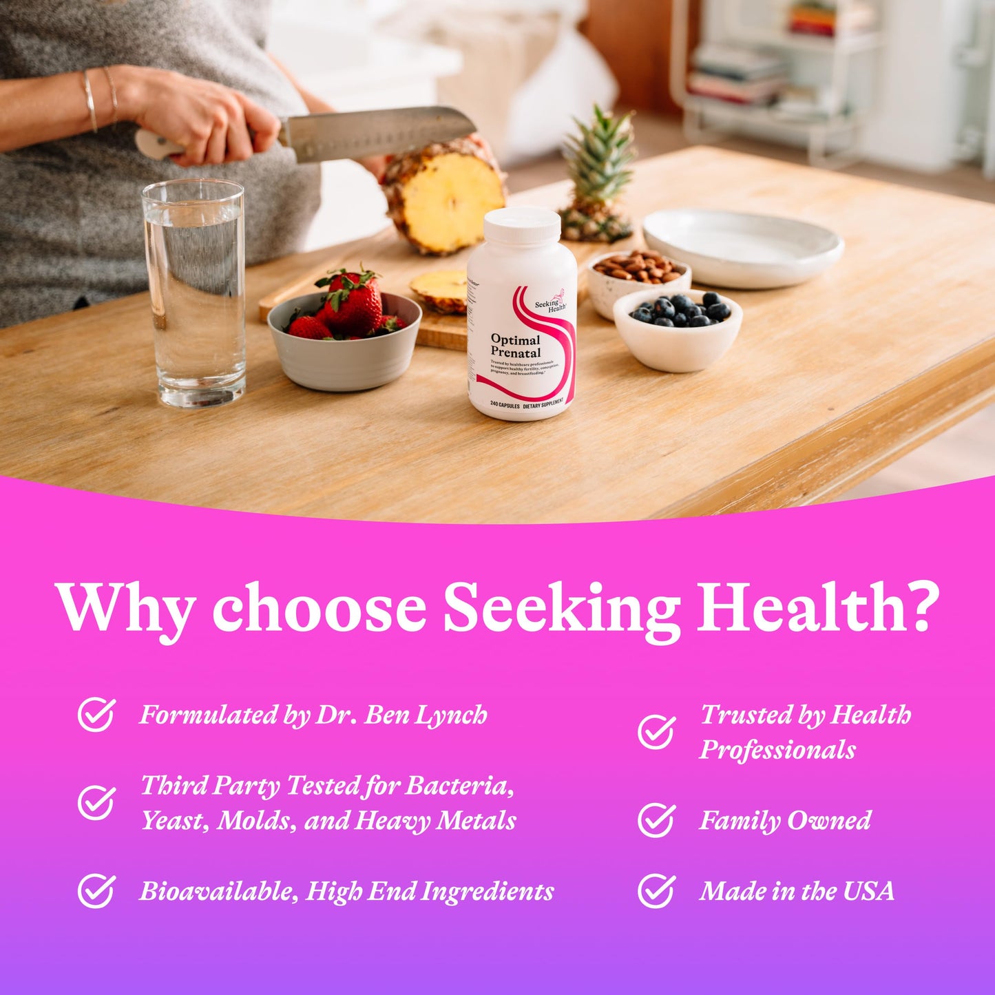 Seeking Health Optimal Prenatal - Vegetarian Prenatal Vitamin with B12, L-Methylfolate & Choline - 240 Capsules