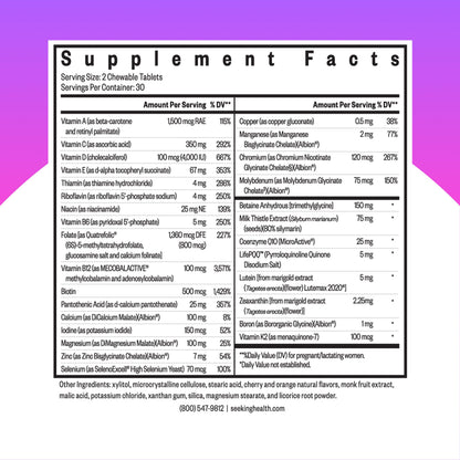 Seeking Health Prenatal Essentials Chewable - Prenatal Support Supplement with Riboflavin - Formula Supports Immune Health & Methylation - B12 Supplement to Support Genetic Development - 60 Tablets