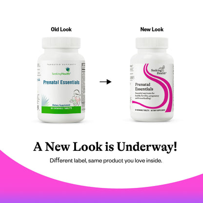 Seeking Health Prenatal Essentials Chewable - Prenatal Support Supplement with Riboflavin - Formula Supports Immune Health & Methylation - B12 Supplement to Support Genetic Development - 60 Tablets