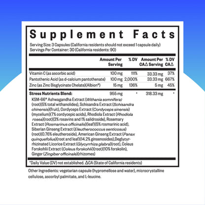 Seeking Health Stress Nutrients – Adrenal Support, Cortisol Regulation & Normal Stress Response (90 capsules)