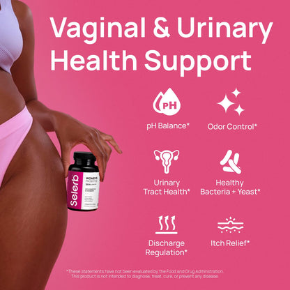 Selerb Vaginal Probiotics for Women - 50B CFU, Cranberry Prebiotics & 60 Capsules