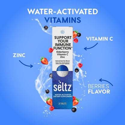 Seltz Berry Immune Support – Effervescent Vitamins with Vitamin C, Elderberry & Zinc (20 Tablets)